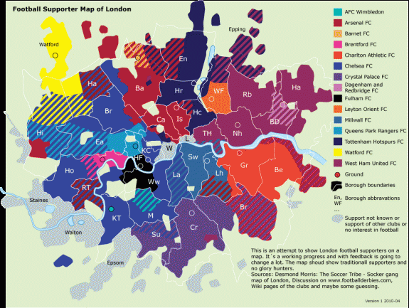 London football supporter map