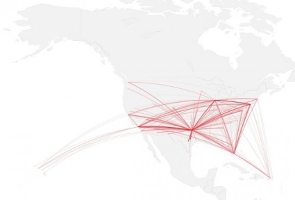 Mapping connections with great circles