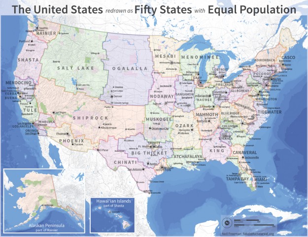 Electoral college reform (fifty states with equal population)