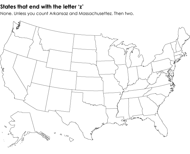 States that end in the last letter of the alphabet