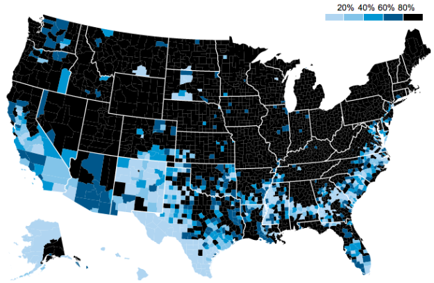 Share of white kids attending majority-white schools