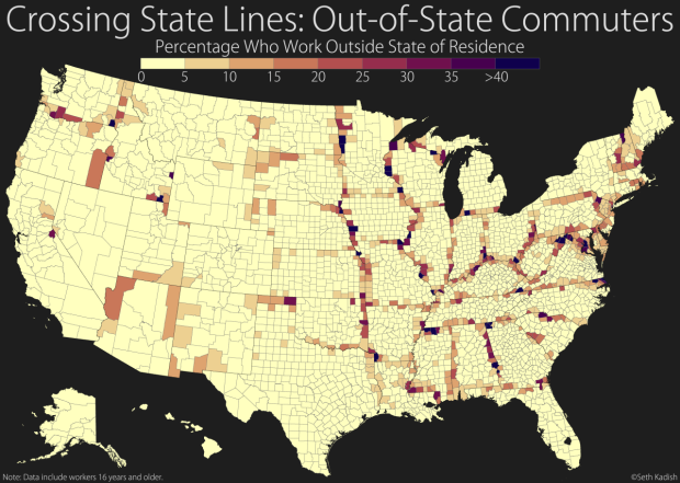 Out of state commuters mapped