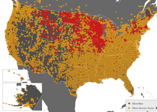 Where Bars Trump Grocery Stores Where Bars Trump Grocery Stores
