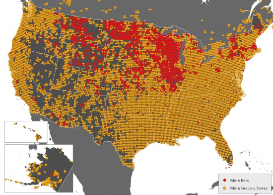 Where Bars Trump Grocery Stores