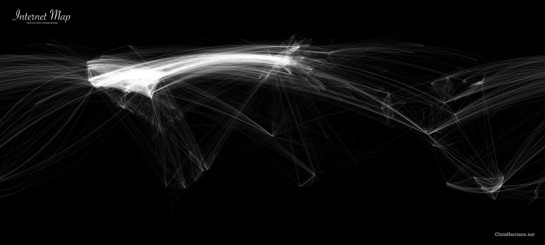 World Internet City-to-City Connections and Density Maps
