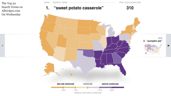 What’s Cooking on Thanksgiving, Mapped and Ranked