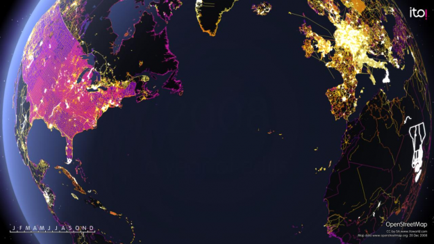 Animated Map Shows One Year of Edits to OpenStreetMap