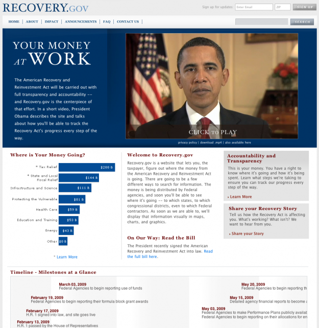 Obama Launches Recovery.gov – Your $787 billion at Work Obama Launches Recovery.gov – Your $787 billion at Work