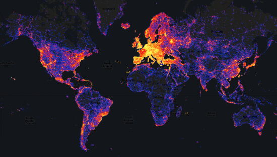 Map of where toursists flock