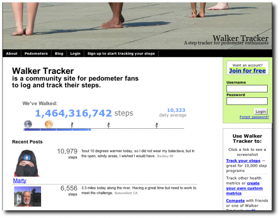 Walker Tracker – A Community Site for Pedometer Fans