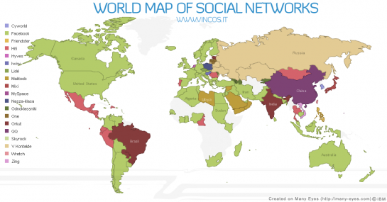 World Map of Social Network Dominance World Map of Social Network Dominance
