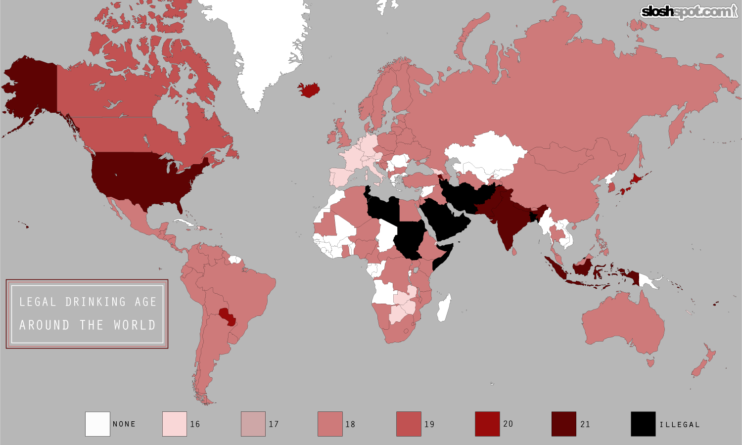 Legal Drinking Age Around the World FlowingData