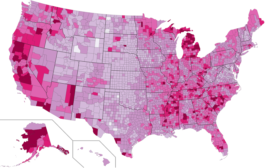 How to Make a US County Thematic Map Using Free Tools | FlowingData