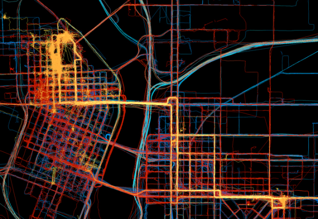 Wreck Acquiesce plakat Personal map of 2.5m GPS data points, 3.5 years in the making | FlowingData