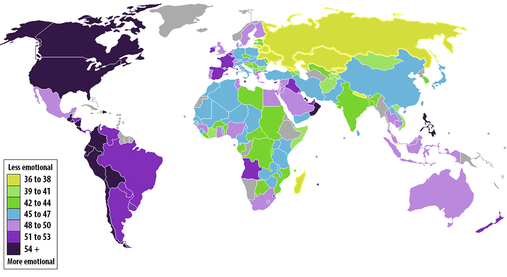 Emotion of countries mapped | FlowingData