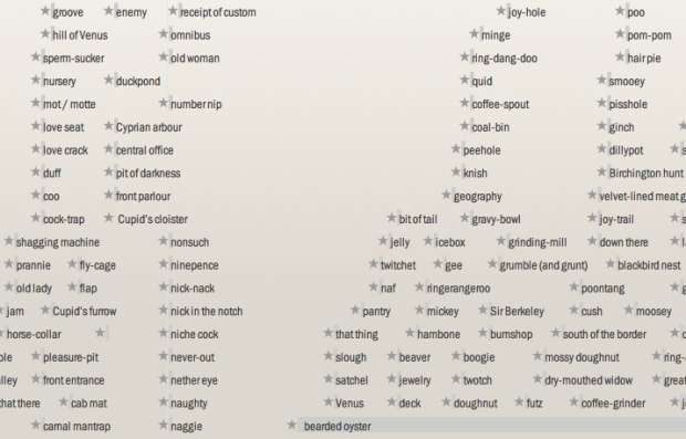 Extensive Timelines Of Slang For Genitalia Flowingdata