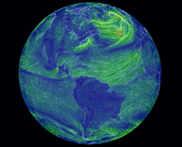 Earth A Global Map Of Wind Weather And Ocean Conditions Earth Wind Map | Flowingdata