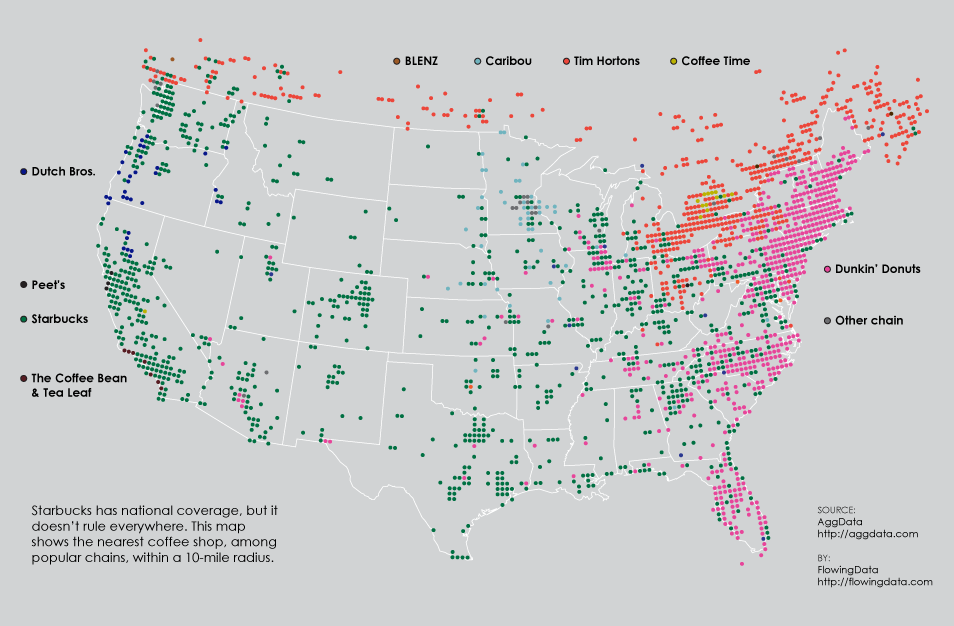 Directions To The Closest Starbucks From My Location Coffee Place Geography | Flowingdata