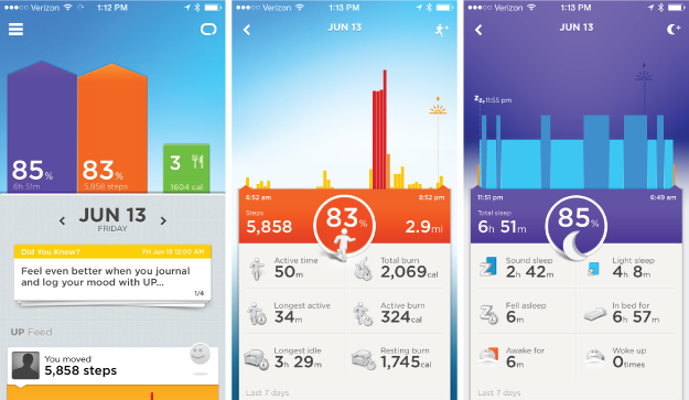 jawbone up app screenshots