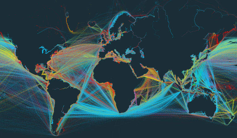 Global shipping in a narrated interactive map | FlowingData