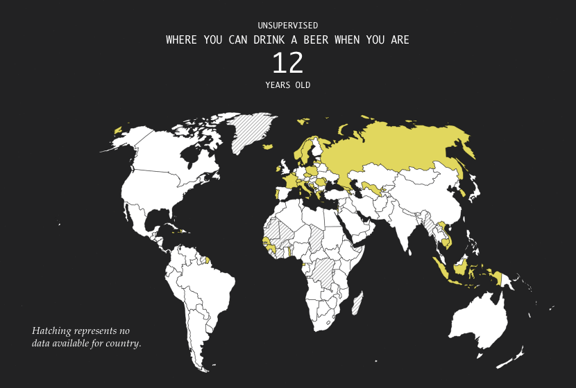 Legal drinking age around the world flowingdata