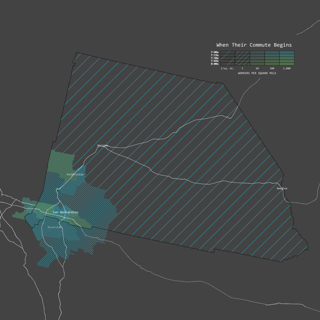 Mapping When And Where People Start Their Commute FlowingData   24 San Bernardino Victorville Barstow Needles 1090x1090 