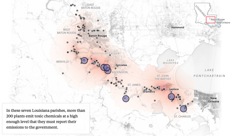 Chemical Plants In Louisiana Map Mapping chemical plants, the pollution around them, and more 