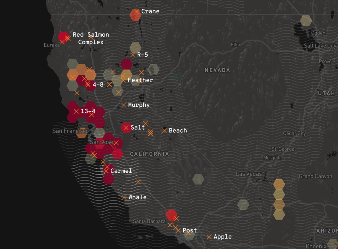 wildfires california map