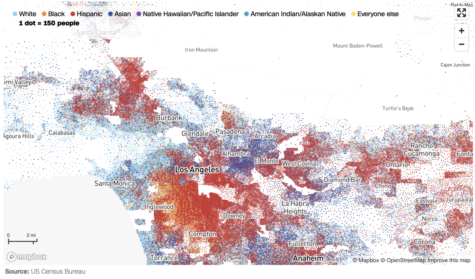 Race and ethnicity map of dots Where History Meets Innovation in Storytelling