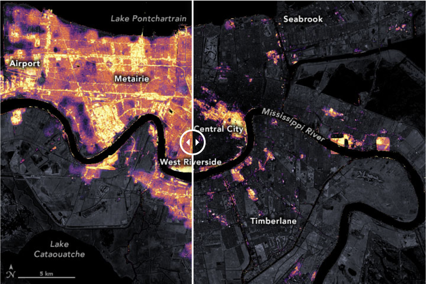 New Orleans Power Outage Seen Via Satellite Imagery Flowingdata