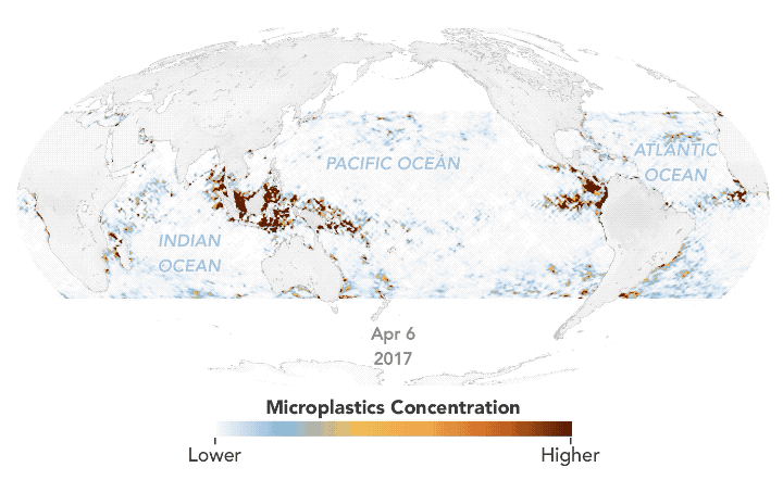 Animated map of microplastics in the ocean