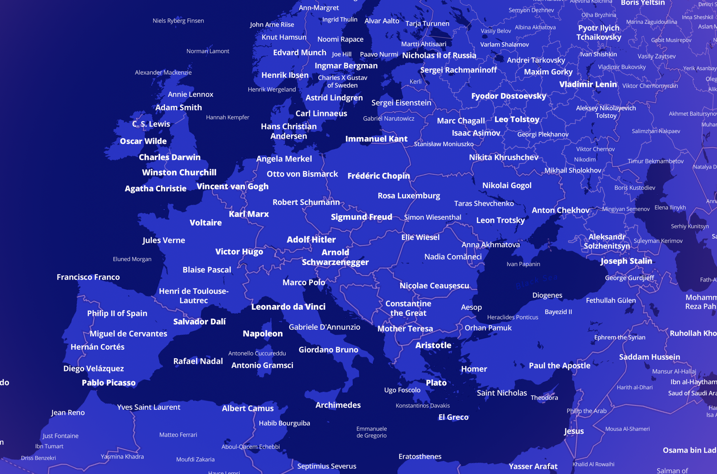 Global map lets you find most famous person from your hometown