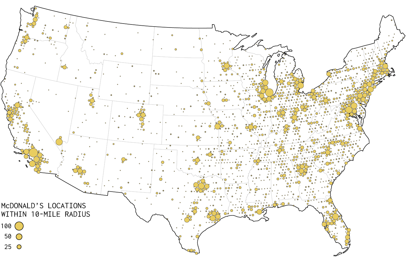 McDonalds in cities.