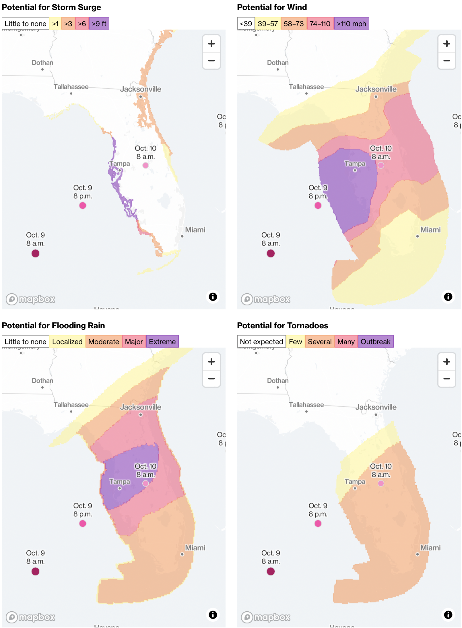 Hurricane Milton potential threats – FlowingData