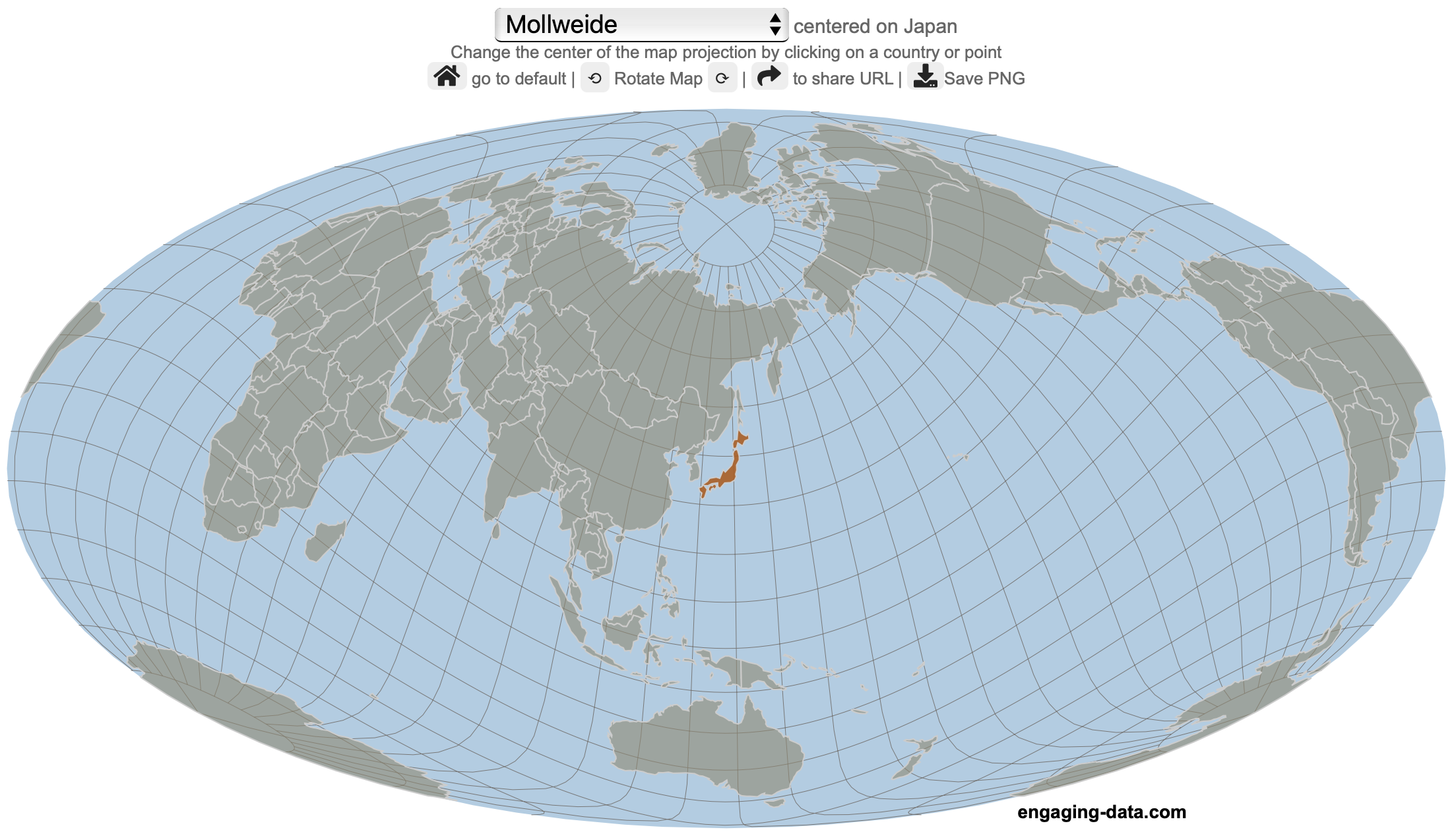 Center the map on the country you want