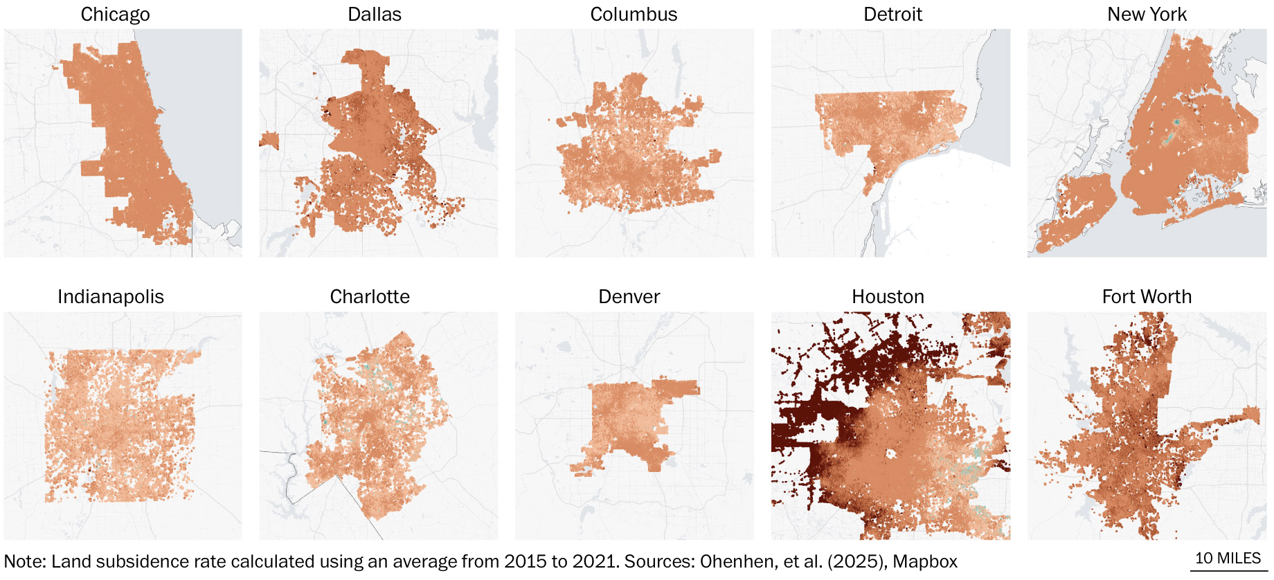 Sinking land in U.S. cities