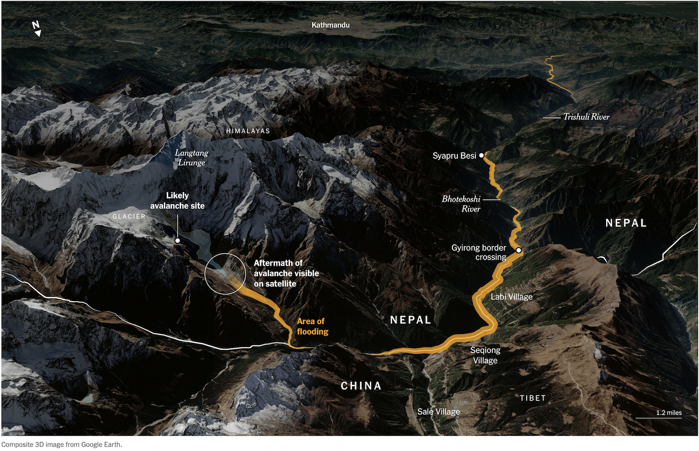 Map of flood in Nepal
